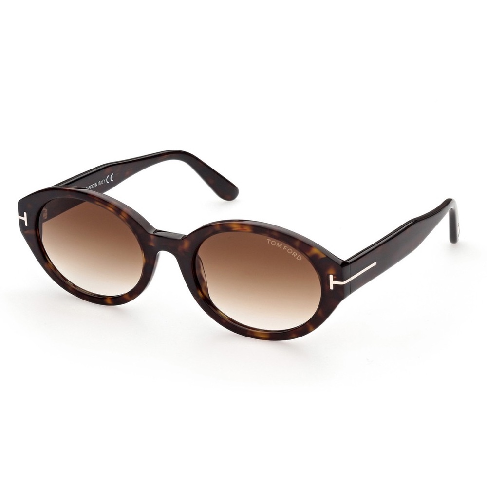 Tom Ford Genevieve Dark Havana/Brown Gradient Unisex Oval Sunglasses TF916